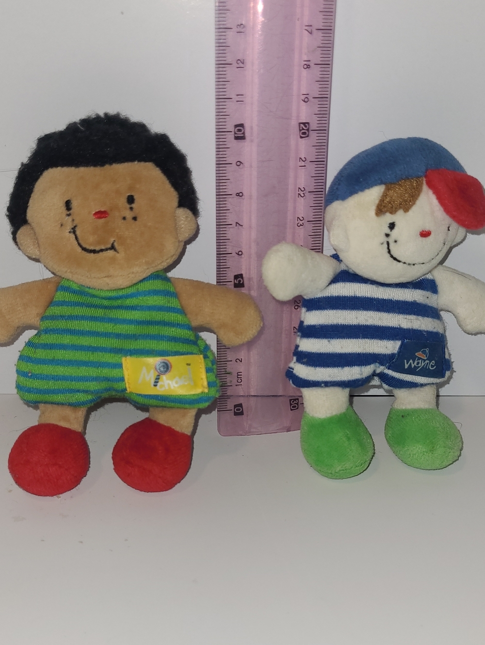 Michaels Plush Twin Dolls - Blue, Green, Red Accents And Wayne